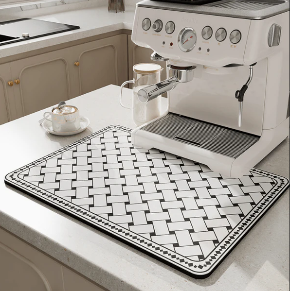 AquaMat – Quick-Dry Absorbent Kitchen Mat – Hygienic, Space-Saving Stylish color black - braid size small / 15 in x 19 in