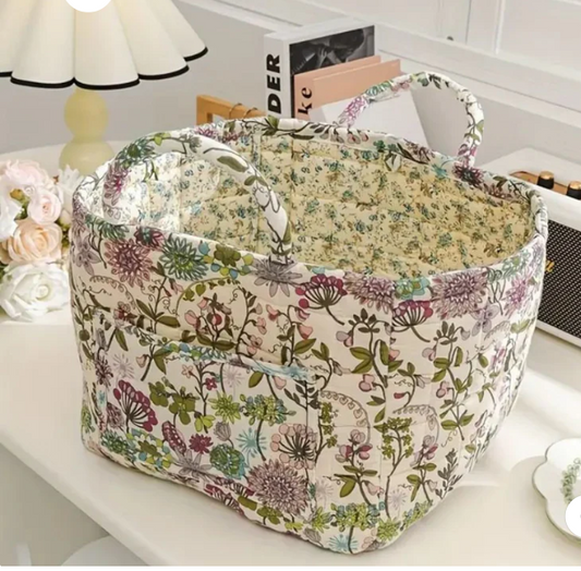 BloomNest – Vintage Floral Storage Basket color Blossom