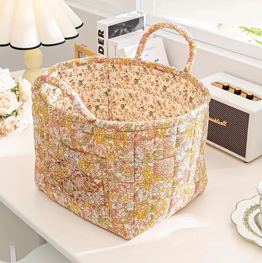 BloomNest – Vintage Floral Storage Basket color petal