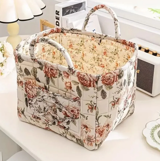 BloomNest – Vintage Floral Storage Basket color Meadow