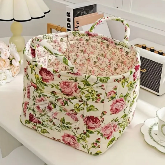BloomNest – Vintage Floral Storage Basket color Iris