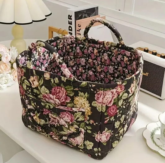 BloomNest – Vintage Floral Storage Basket color clover
