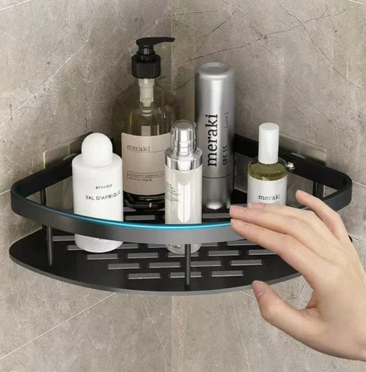 Alucurve – Adhesive Aluminium Shower Shelf Organiser color black