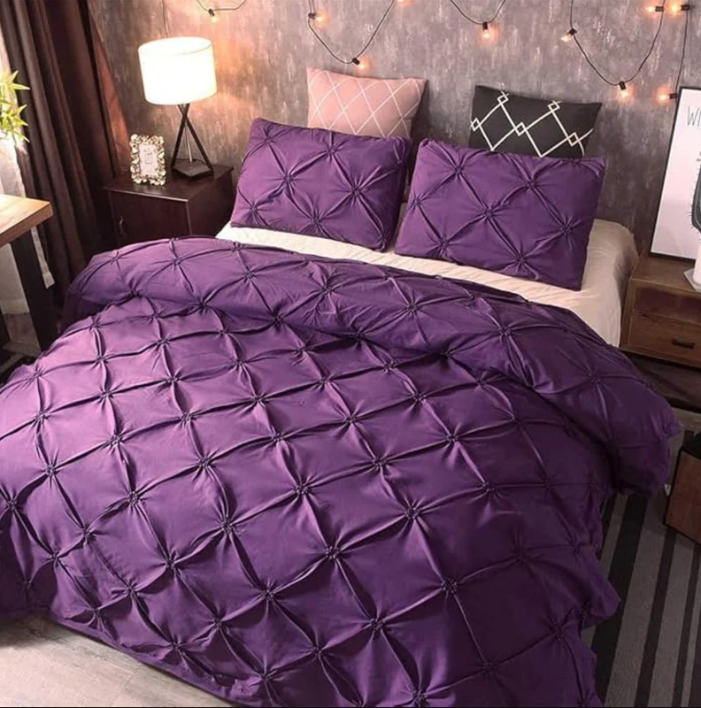 AmoreEase – Pinch Pleat Duvet Cover Set Lavender mist