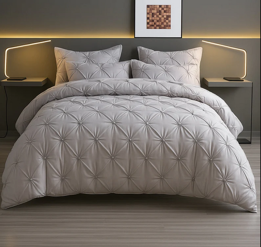 AmoreEase – Pinch Pleat Duvet Cover Set color slate gray