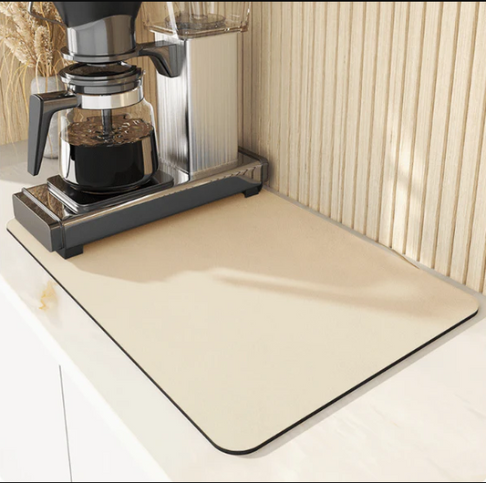 Title AquaMat – Quick-Dry Absorbent Kitchen Mat – Hygienic, Space-Saving Stylish color Begie size large  / 23 in x 35 in