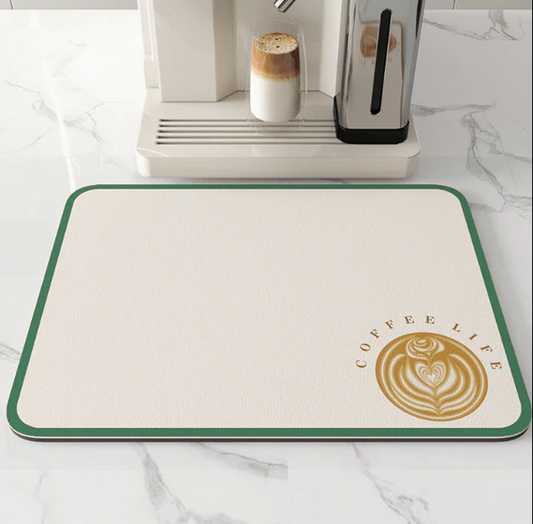 AquaMat – Quick-Dry Absorbent Kitchen Mat – Hygienic, Space-Saving Stylish color Green white size large/ 23in x 35 in