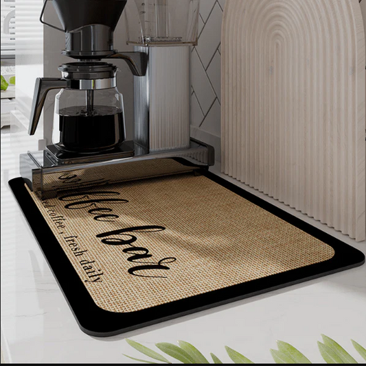 AquaMat – Quick-Dry Absorbent Kitchen Mat – Hygienic, Space-Saving Stylish color cofee bar small / 15 in x 19 in