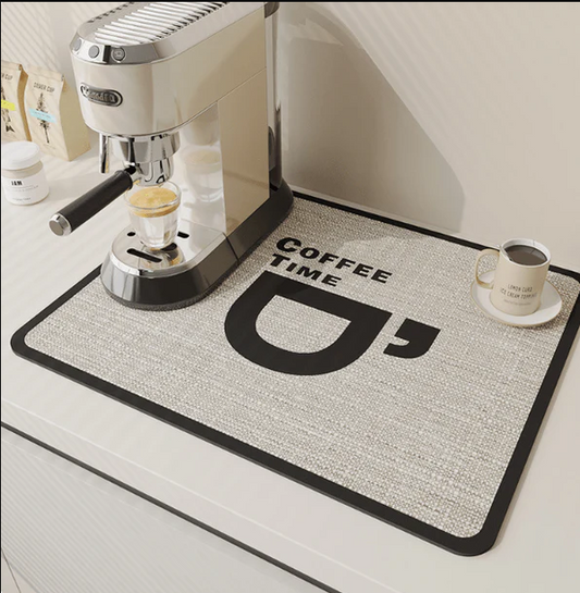 AquaMat – Quick-Dry Absorbent Kitchen Mat – Hygienic, Space-Saving Stylish color coffee time size large / 23in x 35 in